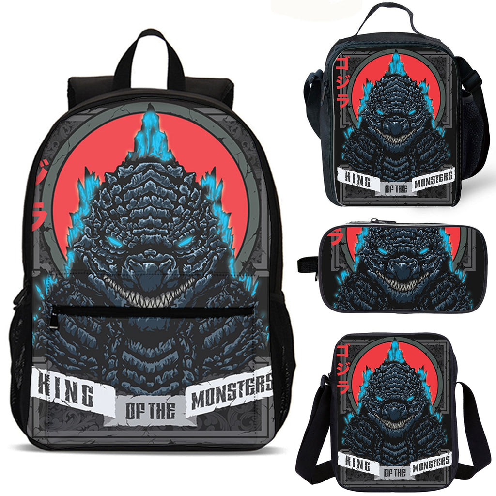 Kids Godzilla School Merch 18 inches School Backpack Lunch Bag Shoulder Bag Pencil Case