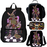 Five Nights at Freddy's 4 Pieces Combo 18 inches School Backpack Lunch Bag Shoulder Bag Pencil Case