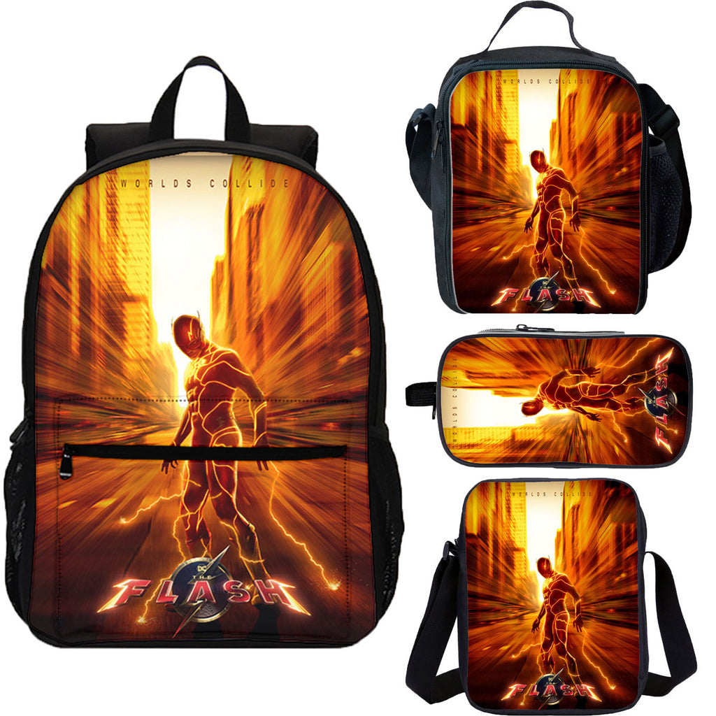 The Flash 4 Pieces Combo 18 inches School Backpack Lunch Bag Shoulder Bag Pencil Case