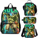 HULK Kids 4 Pieces Combo 18 inches School Backpack Lunch Bag Shoulder Bag Pencil Case