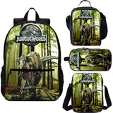 Jurassic 4 Pieces Combo 18 inches School Backpack Lunch Bag Shoulder Bag Pencil Case