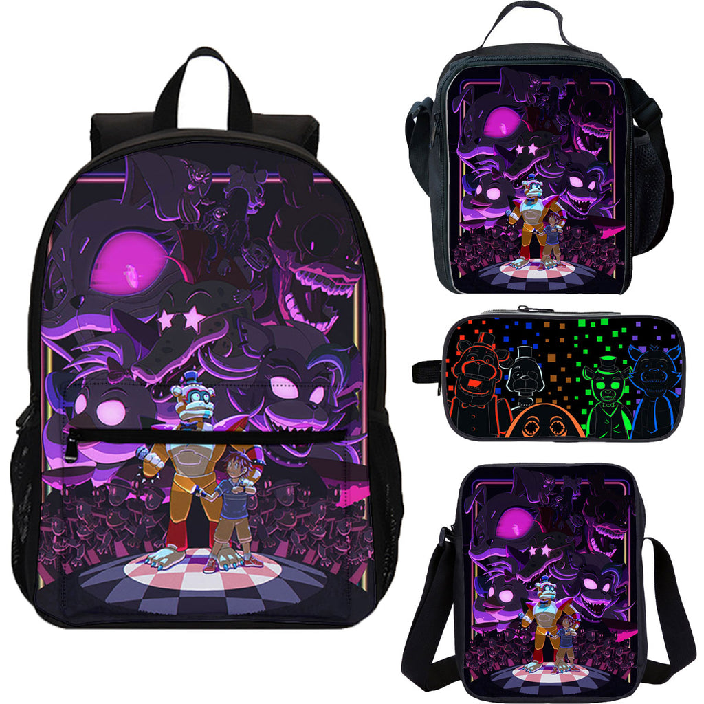 Five Nights at Freddy's 4 Pieces Combo 18 inches School Backpack Lunch Bag Shoulder Bag Pencil Case