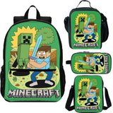 Minecraft 4 Pieces Combo 18 inches School Backpack Lunch Bag Shoulder Bag Pencil Case