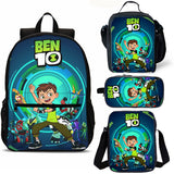Ben 10 Kids 4 Pieces Combo 18 inches School Backpack Lunch Bag Shoulder Bag Pencil Case