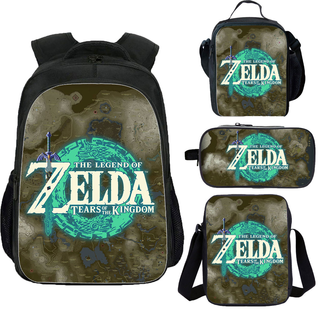 Zelda School Backpack Lunch Bag Shoulder Bag Pencil Case 4 Pieces