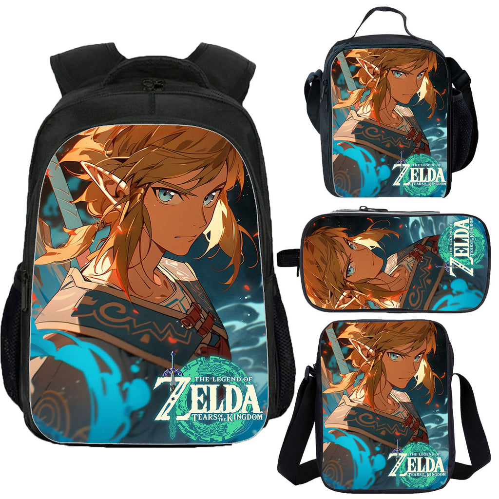 Zelda School Backpack Lunch Bag Shoulder Bag Pencil Case 4 Pieces
