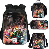Demon Slayer School Backpack Lunch Bag Shoulder Bag Pencil Case 4 Pieces