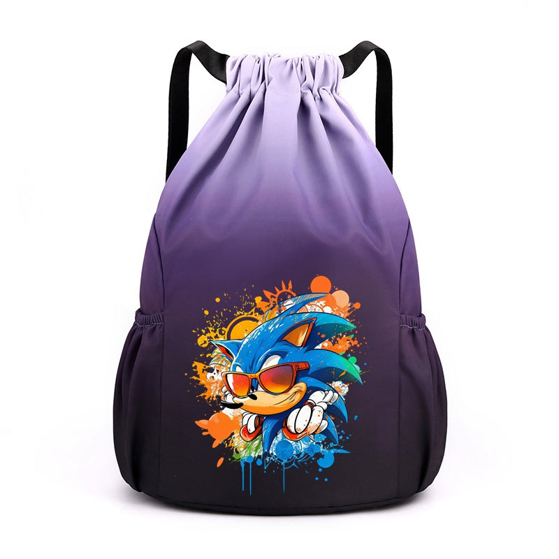 Sonic Drawstring Backpack Large Gym Bag Water Resistant Sports Bag Ideal Present
