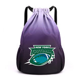 New York American Football Drawstring Backpack Large Gym Bag Water Resistant Sports Bag