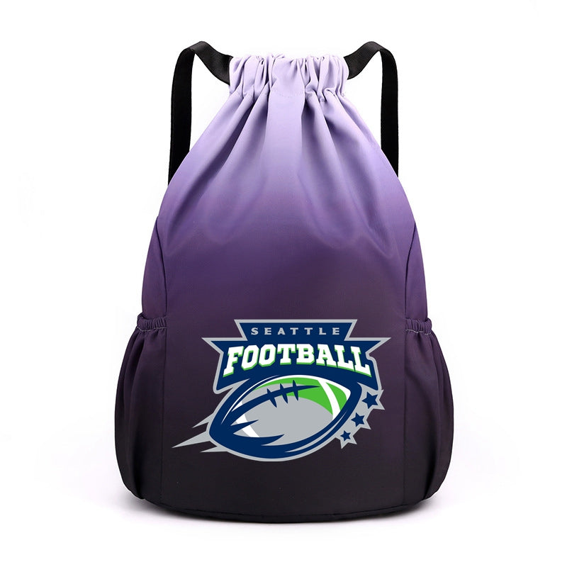 Seattle Drawstring Backpack American Football Large Gym Bag Water Resistant Sports Bag