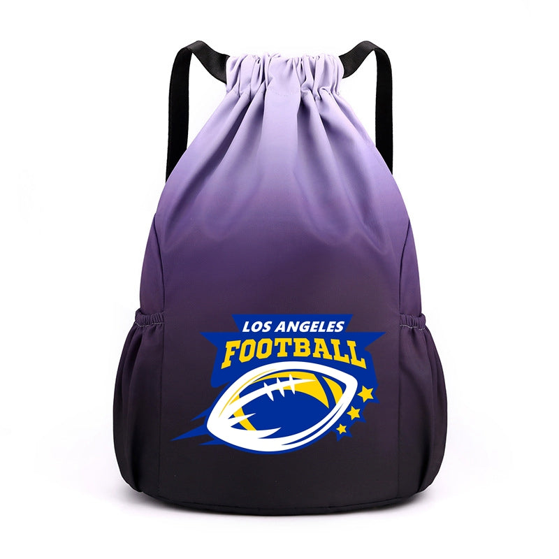 Los Angeles American Football Drawstring Backpack Large Gym Bag Water Resistant Sports Bag