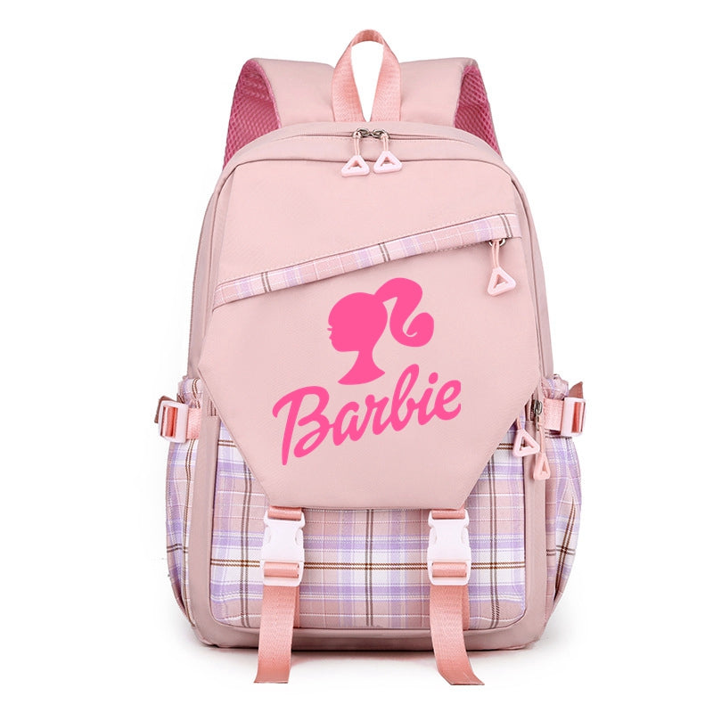 Barbie Girl's Nylon School Backpack Waterproof Multiple Pockets Ideal Gift