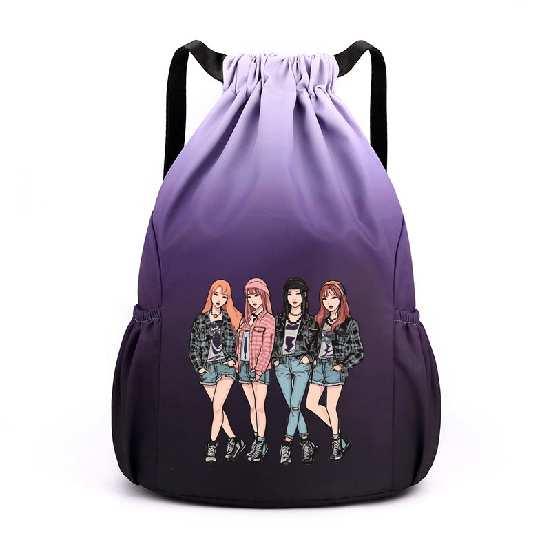 Blackpink Drawstring Backpack Large Gym Bag Water Resistant Sports Bag Ideal Present