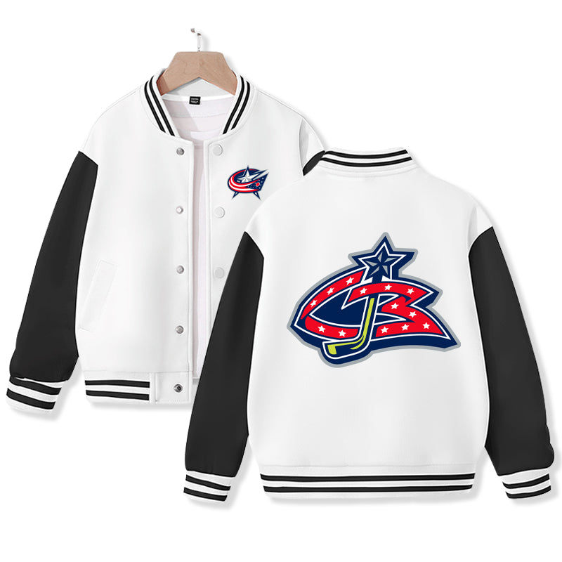 Columbus Jacket for Kids Ice Hockey Varsity Jacket Cotton Made Medium Thickness