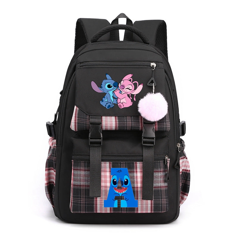 Stitch Girl's Nylon School Backpack Waterproof Multiple Pockets