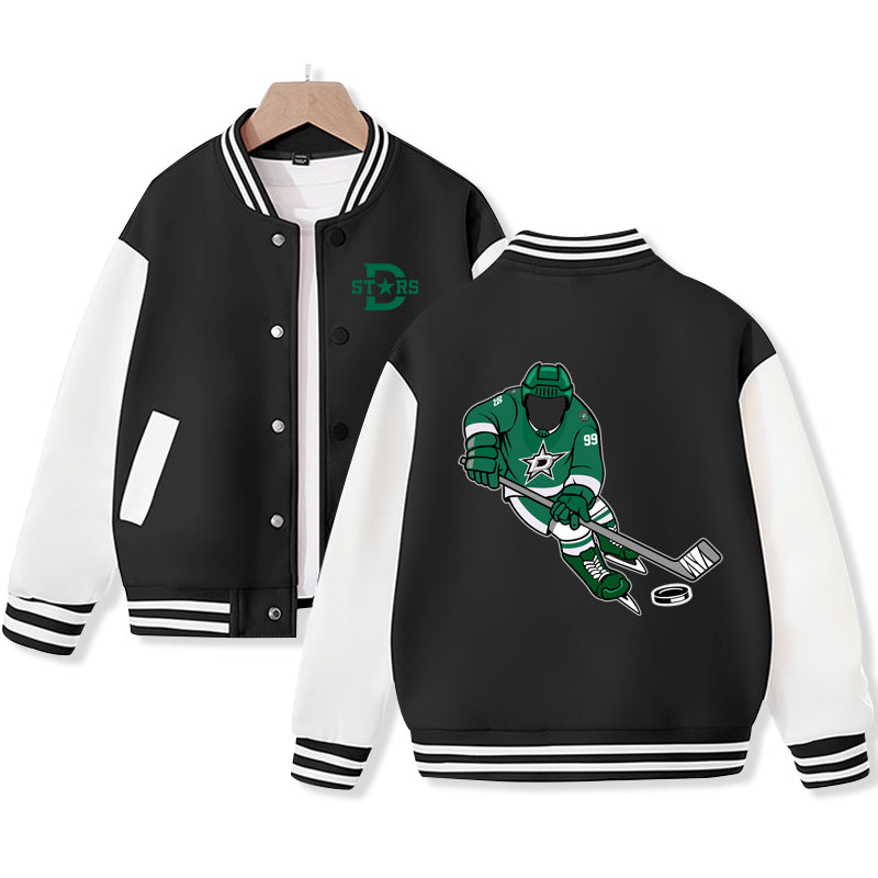 Dallas Jacket for Kids Ice Hockey Varsity Jacket Cotton Made Medium Thickness