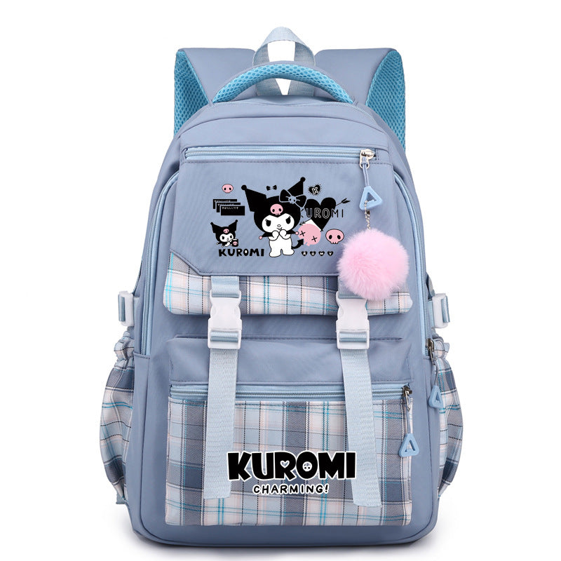 Kuromi Girl's Nylon School Backpack Waterproof Multiple Pockets