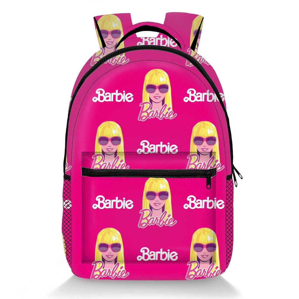 Barbie Backpack for Kids Allover Print Bag Mesh Side Pockets 16" Bookbag