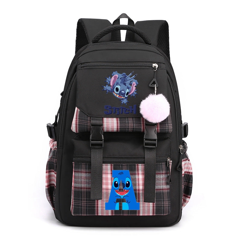 Stitch Girl's Nylon School Backpack Waterproof Multiple Pockets