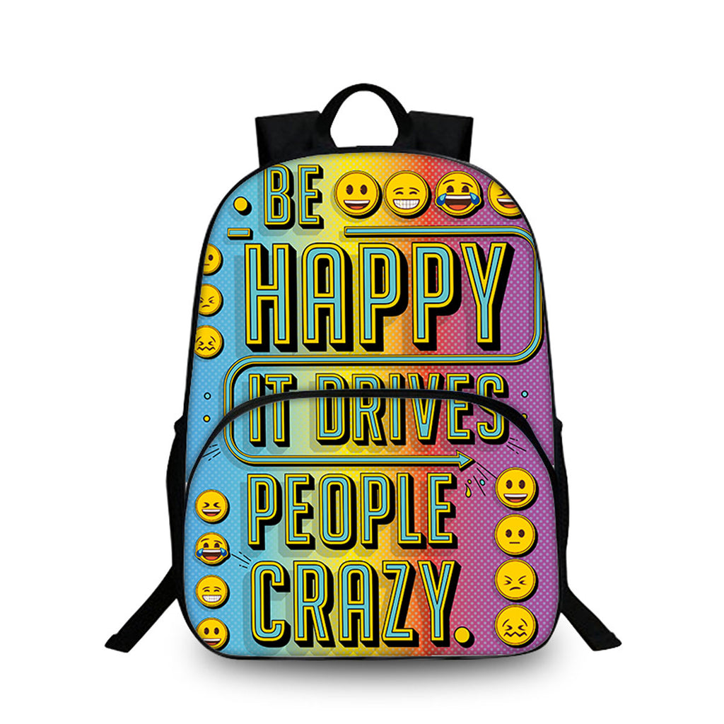 Cute Emoji Kids 15" Backpack Water Bottle Side Pouches Kid's School Bookbag