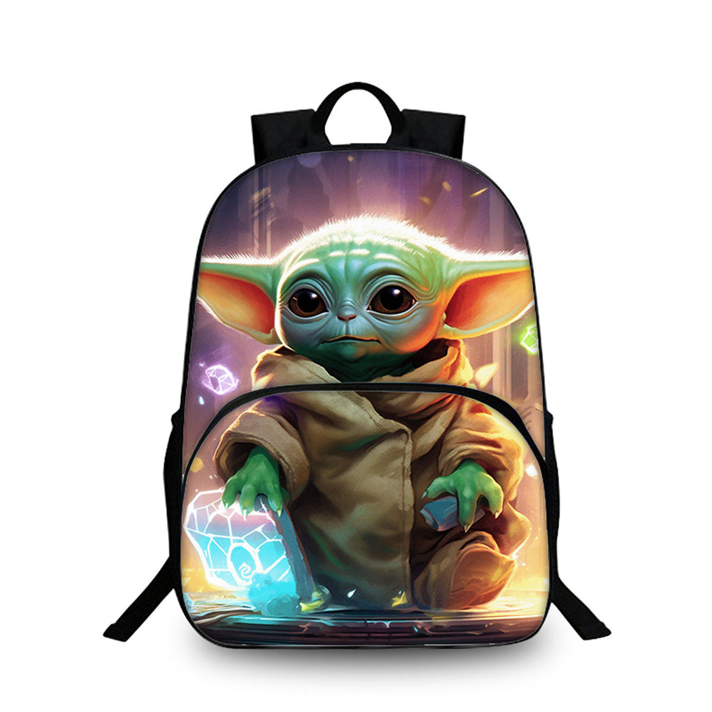 Yoda Kids 15" Backpack Water Bottle Side Pouches Kid's School Bookbag
