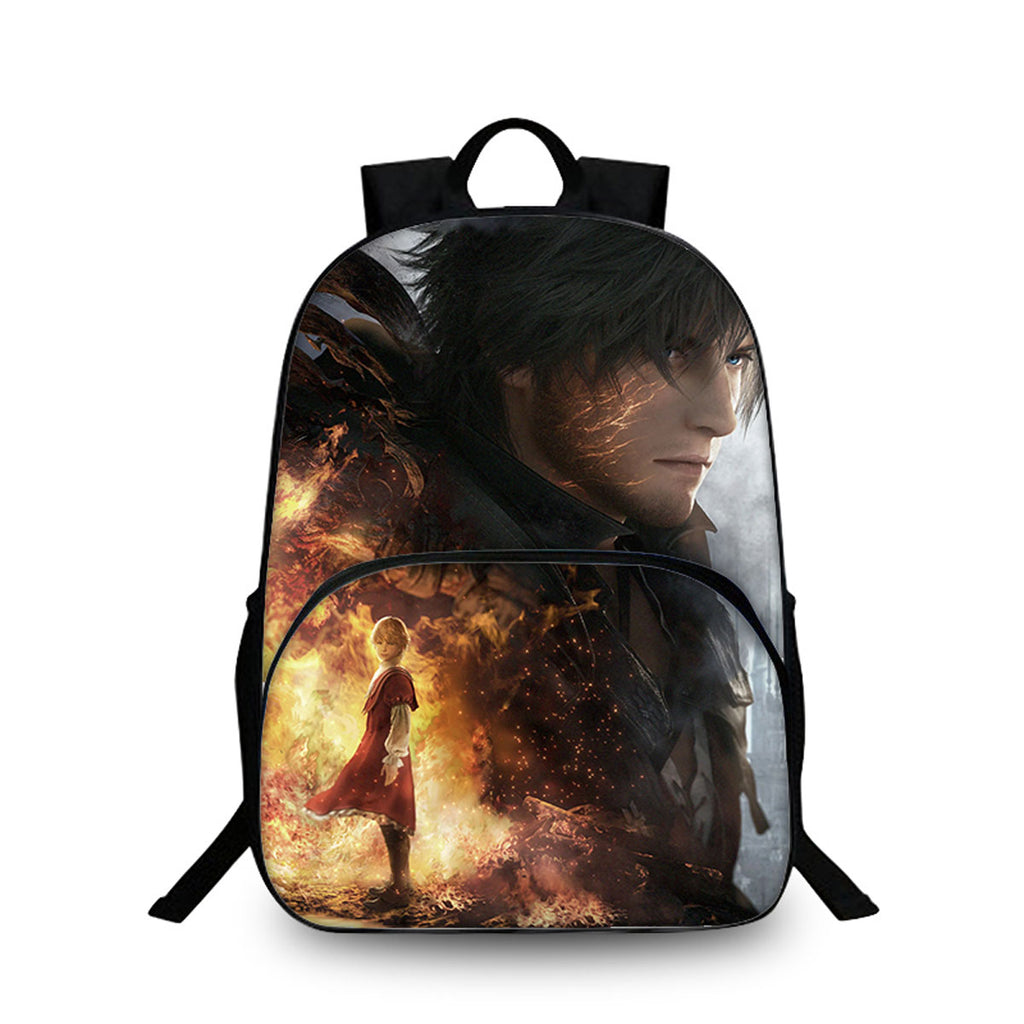 Final Fantasy Kids 15" Backpack with Water Bottle Side Pouches Kid's School Bookbag