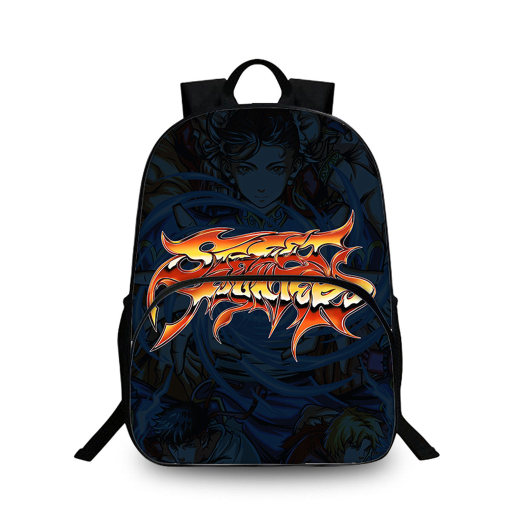 Street Fighter Kids 15" Backpack Water Bottle Side Pouches Kid's School Bookbag