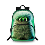 Furry Monster Kids 15" Backpack Water Bottle Side Pouches Kid's School Bookbag