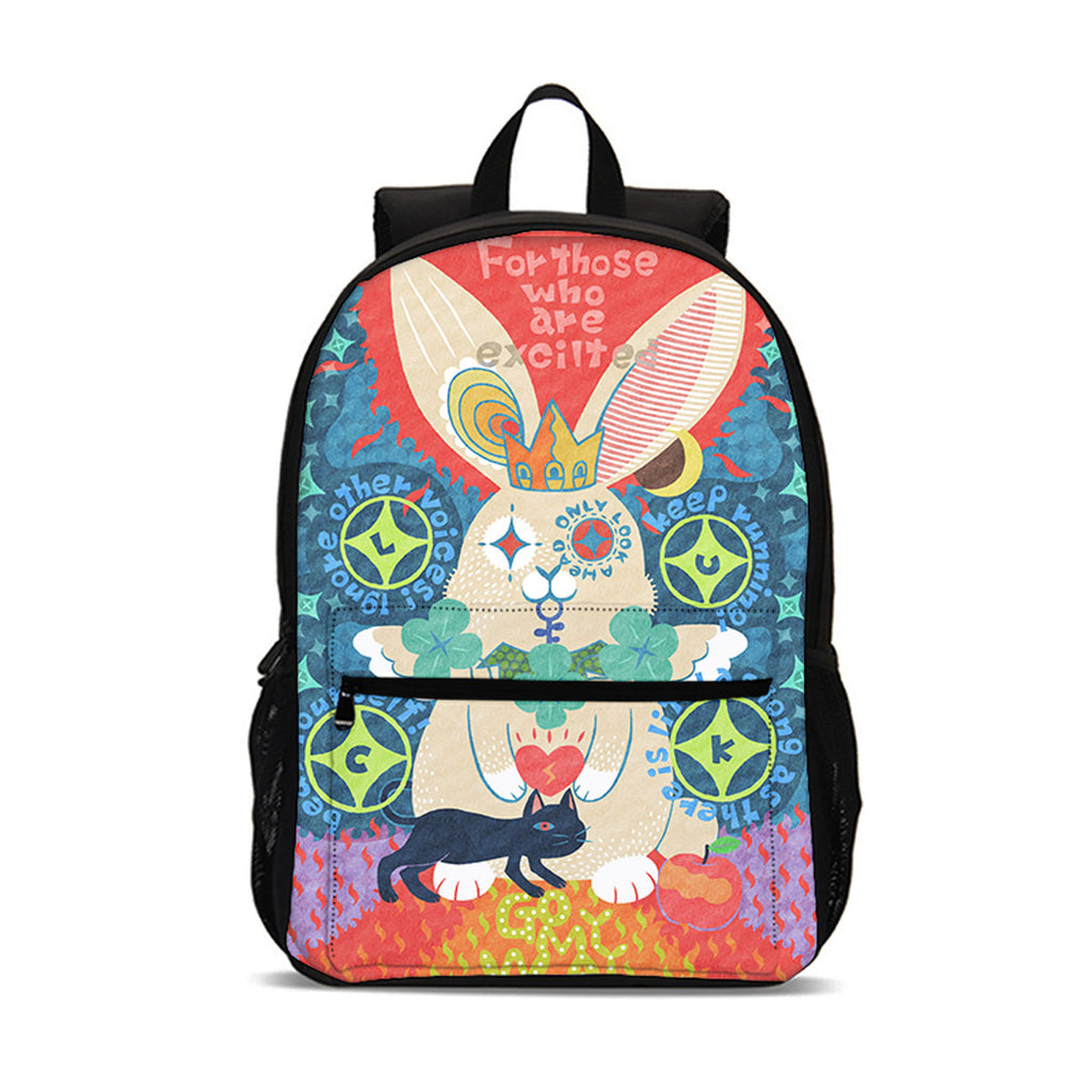 White Rabbit Wonderland Kids 18 inches Backpack School Bag for Kids Large Capacity
