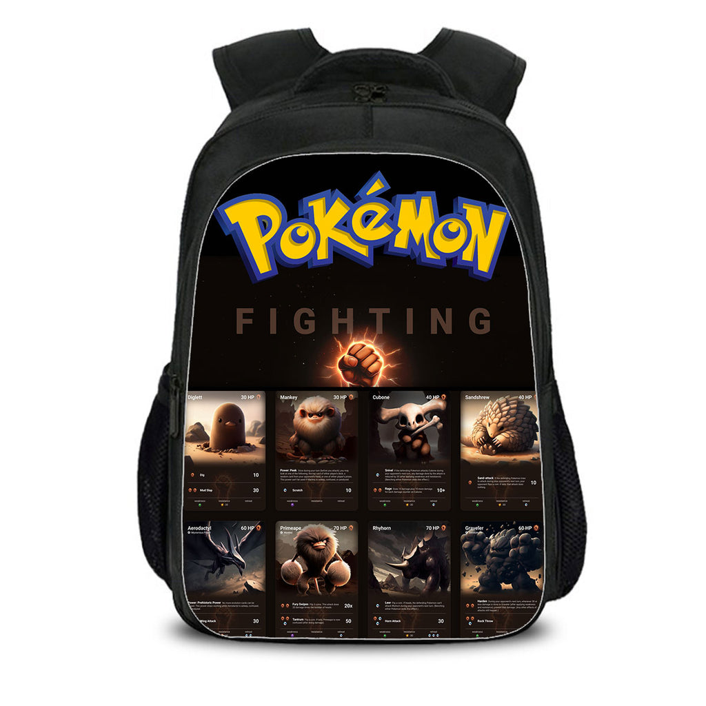 Fighting Type Pokemon School Backpack Shoulder Bag Pencil Case 3 Pieces Combo
