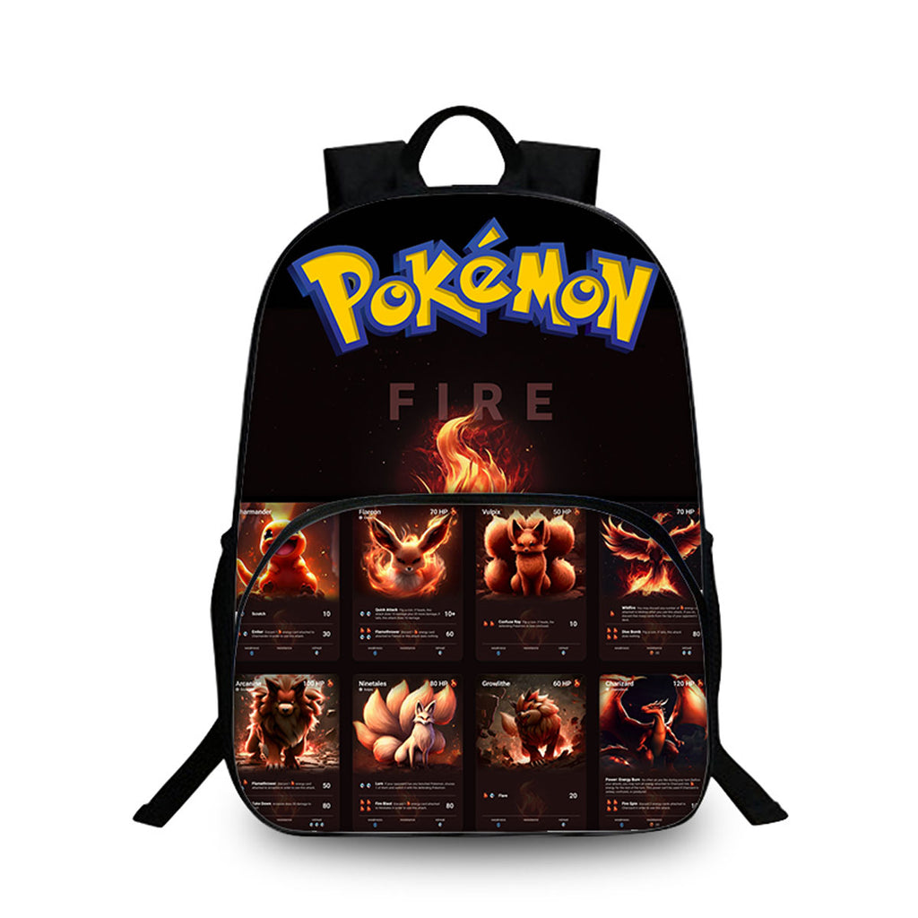 Fire Type Pokemon 3 Pieces Combo Kid's 15 inches School Backpack Shoulder Bag Pencil Case