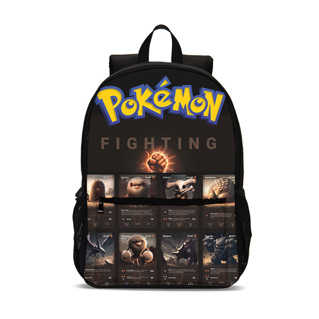 Fighting Type Pokemon 3 Pieces Combo 18 inches School Backpack Shoulder Bag Pencil Case