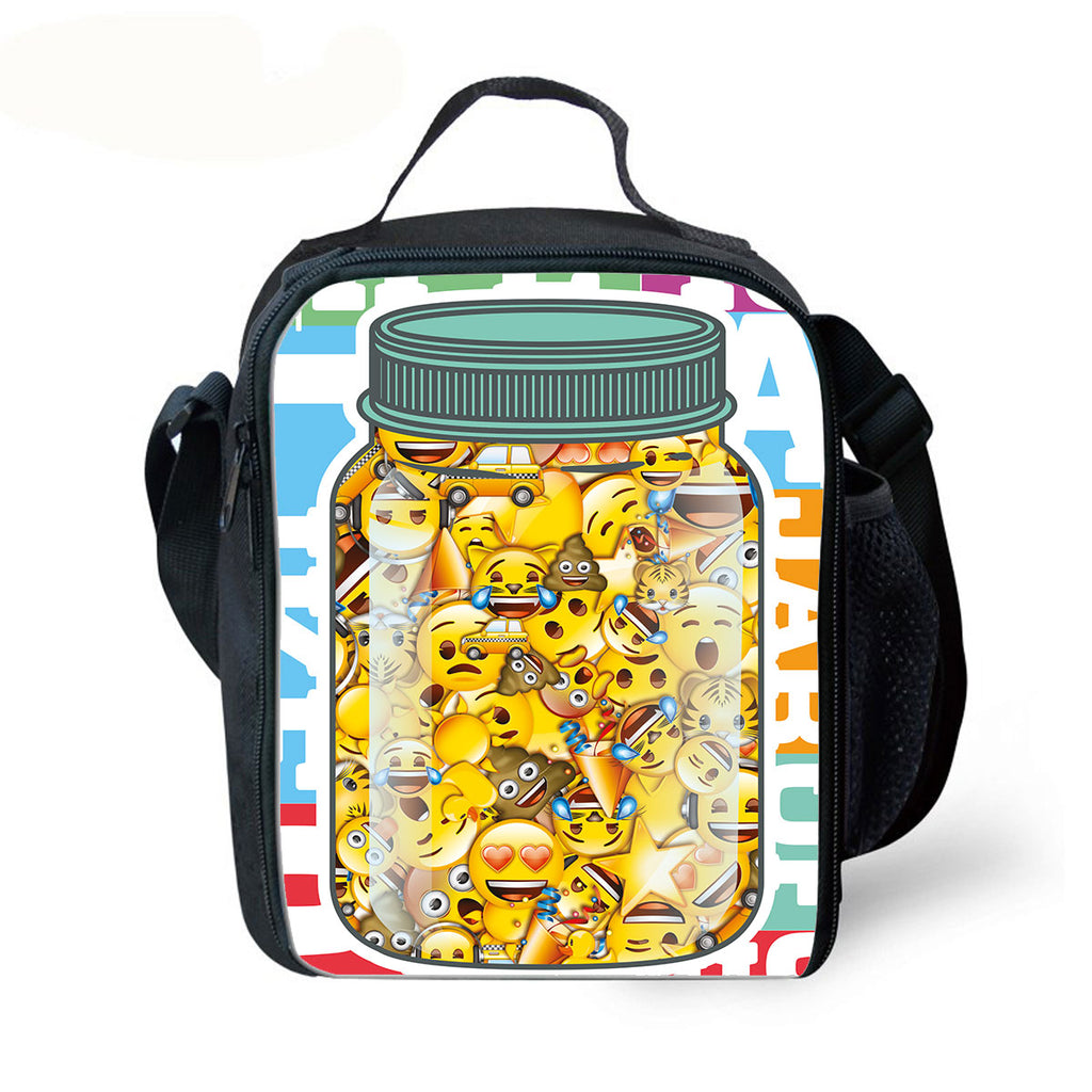 Emoji Smile Face Lunch Box for Kids Graphic Print Insulated Lunch Bag Waterproof