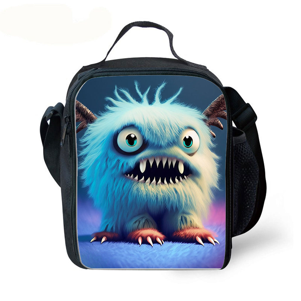Kids Furry Monster Lunch Box Graphic Print Insulated Lunch Bag Waterproof