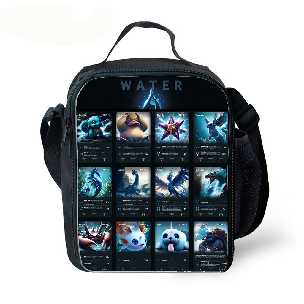 Water Type Pokemon Kid's School Backpack Lunch Bag Shoulder Bag Pencil Case 4 Pieces Combo