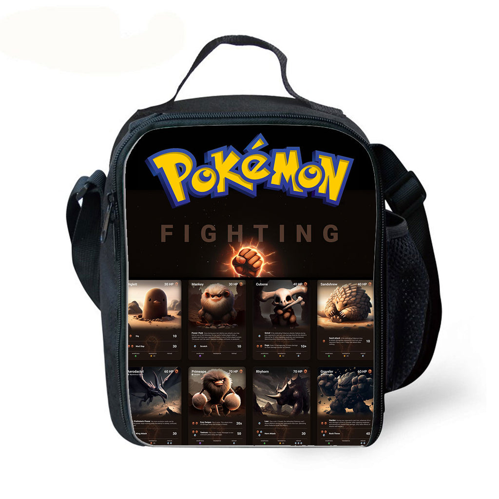 Fighting Type Pokemon 3 Pieces Combo Kid's 15 inches School Backpack Lunch Bag Pencil Case