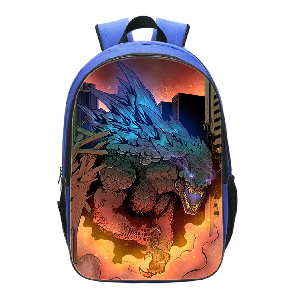 Kids Godzilla Backpack Blue School Bag Large Bookbags Trendy Godzilla Bag
