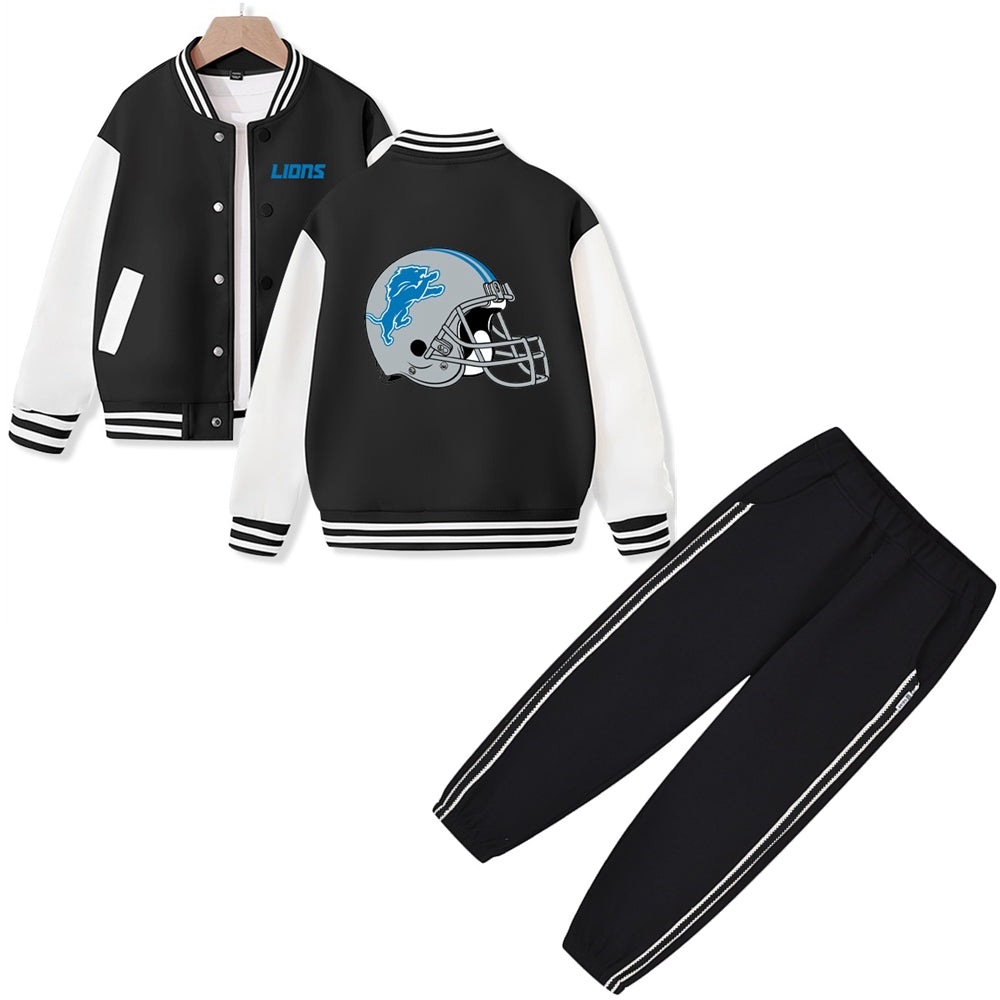 Detroit American Football Varsity Jacket and Pants 2 Pieces Outfit Kids Clothing Suit Ideal Gift