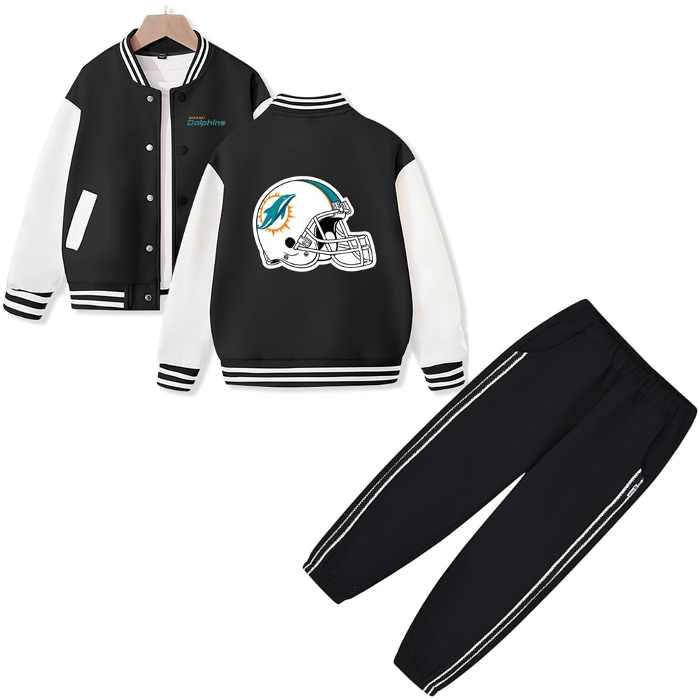 Miami American Football Varsity Jacket and Pants 2 Pieces Outfit Kids Clothing Suit Ideal Gift