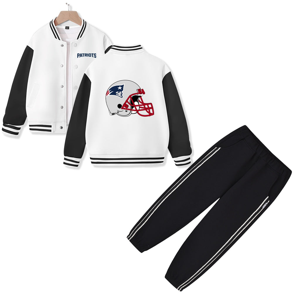 New England American Football Varsity Jacket and Pants 2 Pieces Outfit Kids Clothing Suit Ideal Gift