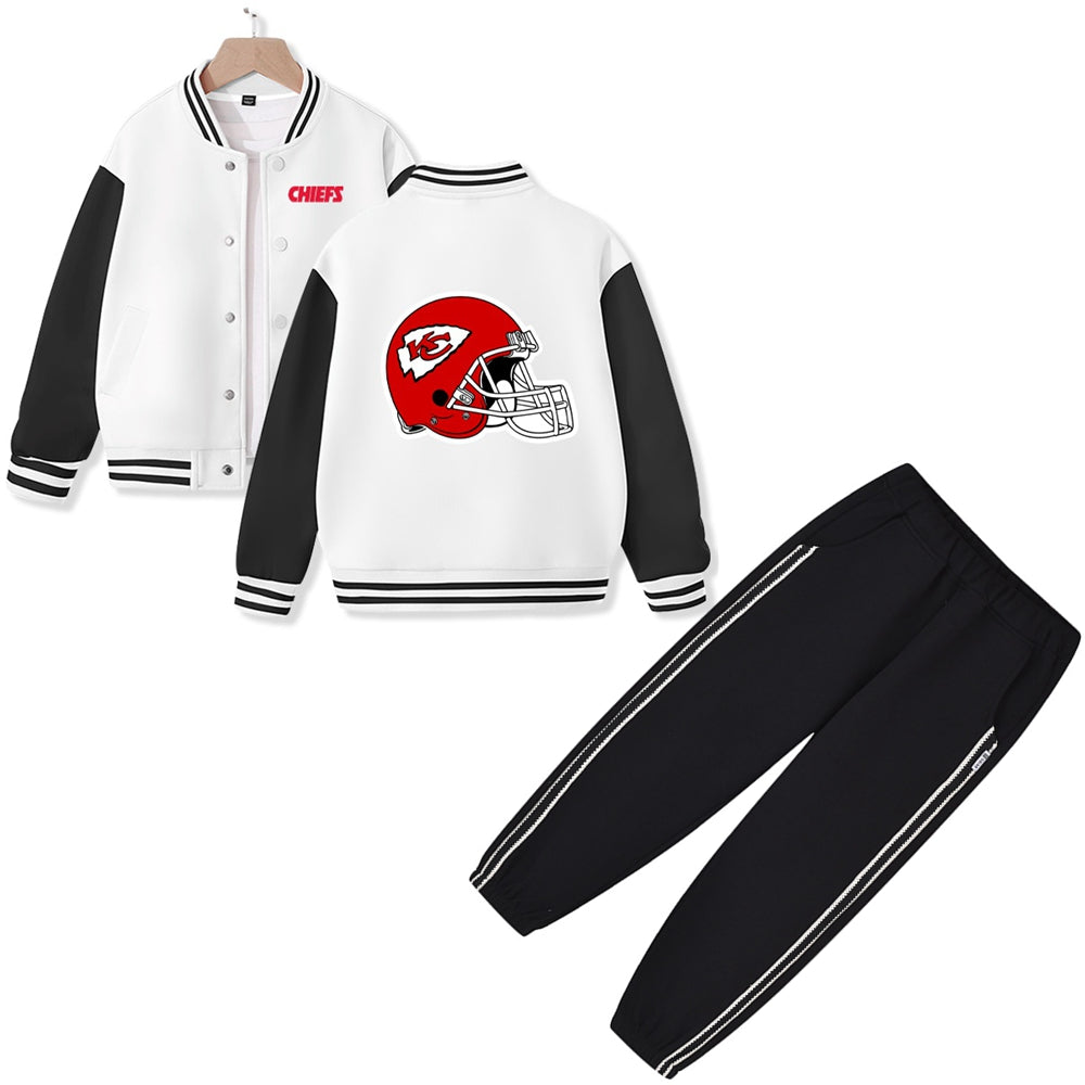 Kansas City American Football Varsity Jacket and Pants 2 Pieces Outfit Kids Clothing Suit Ideal Gift