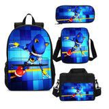 Teen's Backpack 4PCS Sonic Trendy Backpack Satchel Pencil Case Lunch Bag