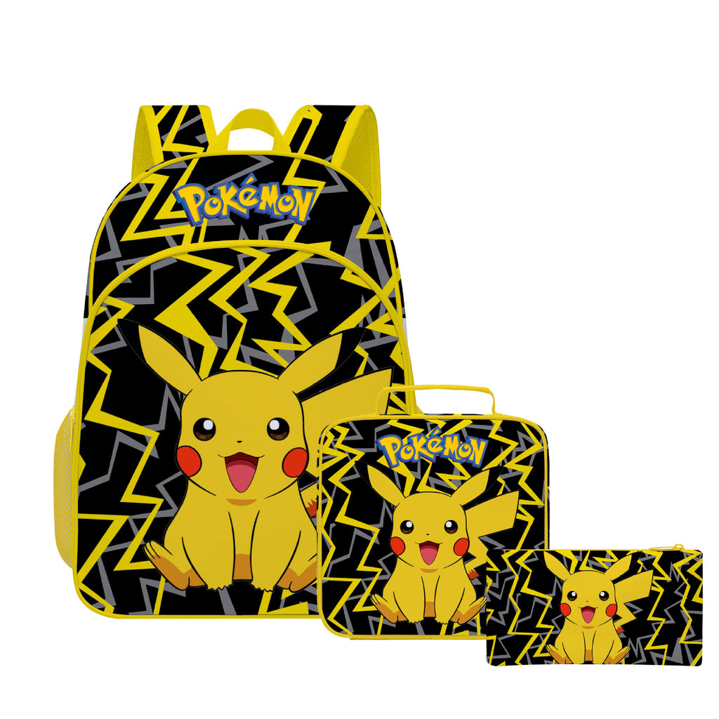 Pokemon Pikachu School Backpack for Kids Lunch Bag Pencil Bag 3 Pieces Ideal Present