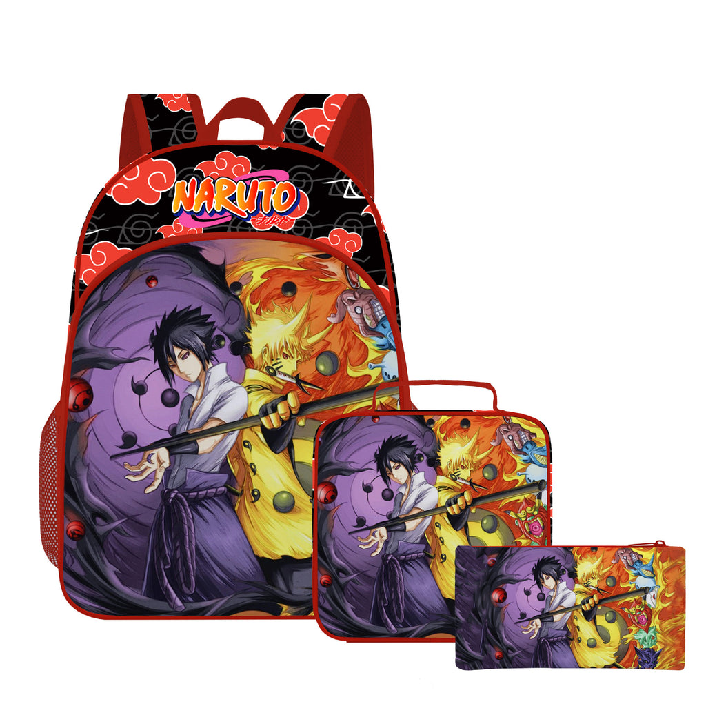Naruto Anime School Backpack for Kids Lunch Bag Pencil Bag 3 Pieces Ideal Present