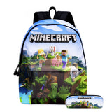 Kids Minecraft School Backpack with Pencil Case Full Print School Bag Ideal Present