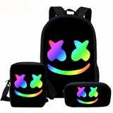 3PCS Marshmello Backpack with Pencil Case & Satchel for Teens boys girls