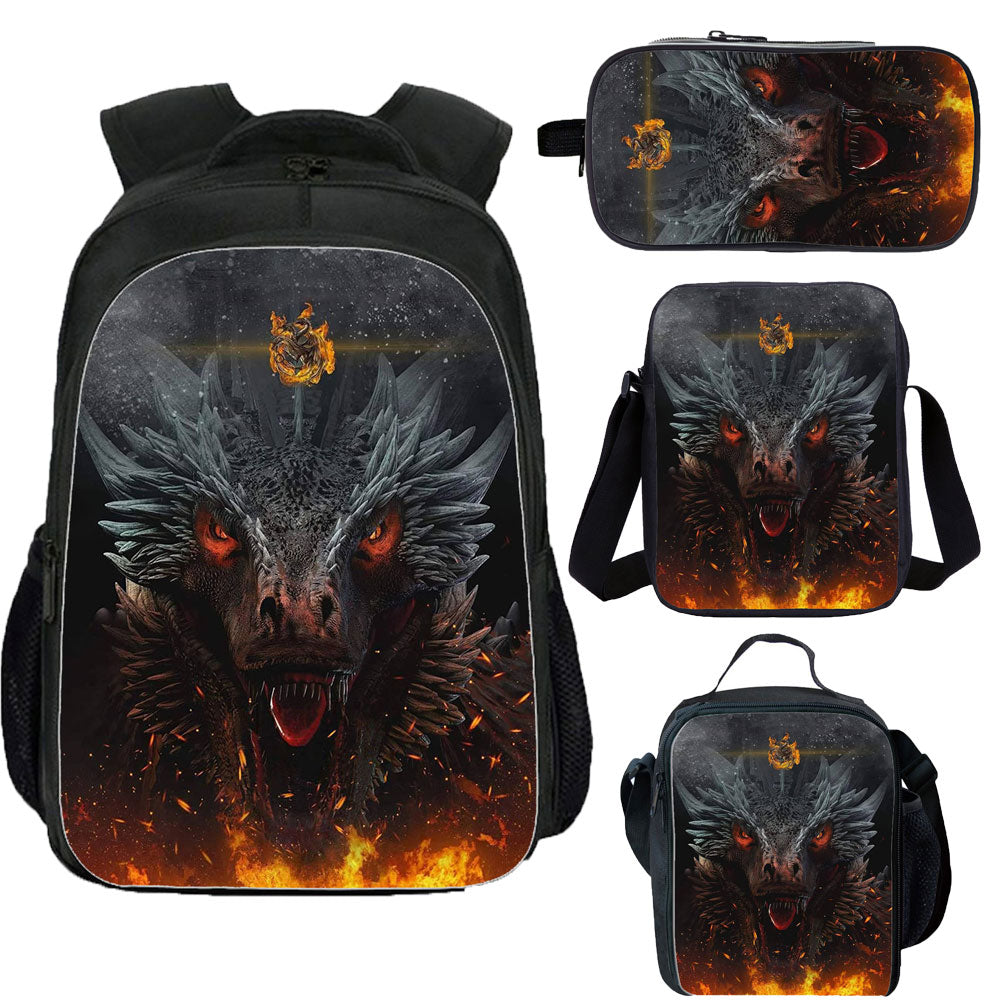 House of the Dragon 16in Backpack Lunch Bag Shoulder Bag Pencil Case School Bag Ideal Present