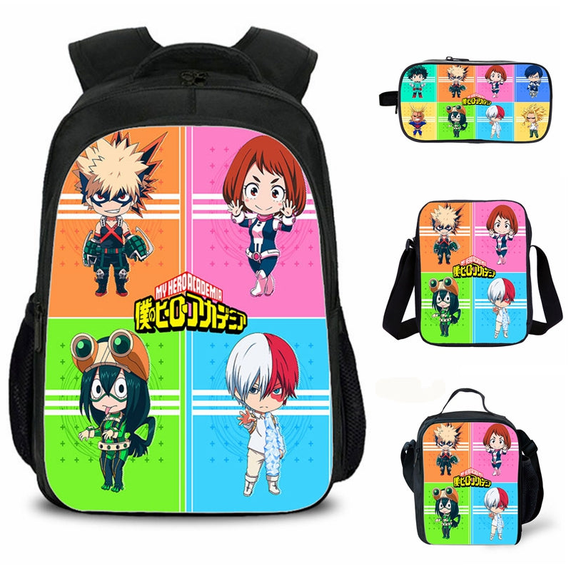 My Hero Academia School Merch 4PCS Backpack Lunch Bag Shoulder Bag Pencil Case Ideal Present