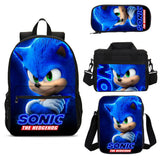 Teen's Backpack 4PCS Sonic Trendy Backpack Satchel Pencil Case Lunch Bag