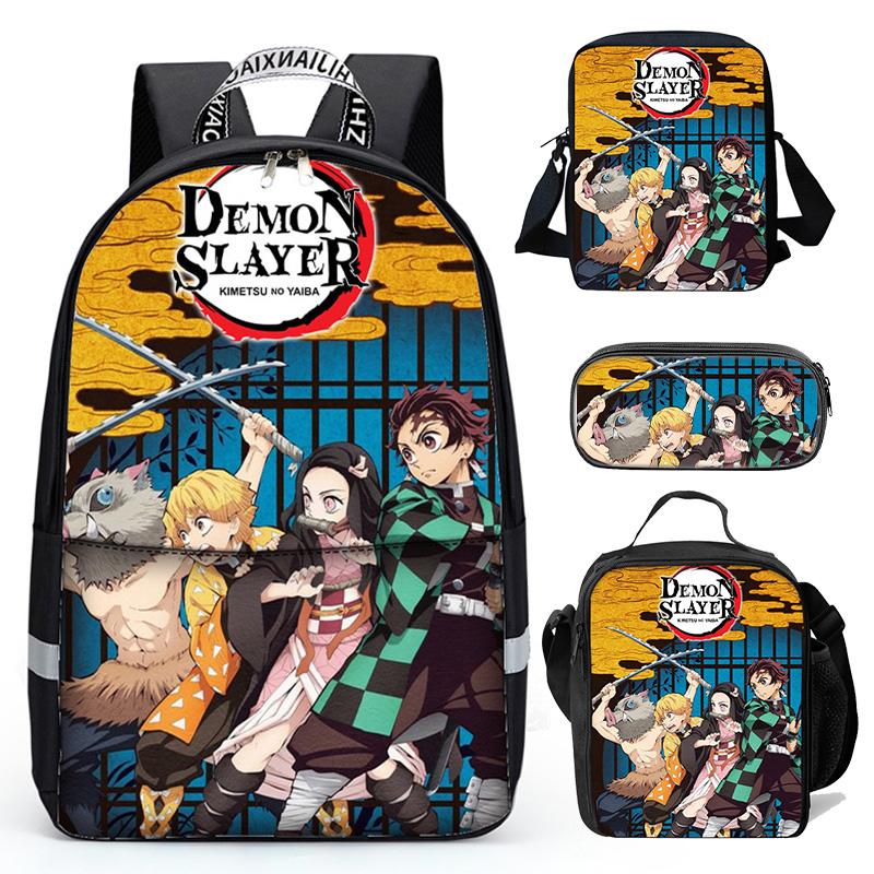 Demon Slayer School Backpacks Shoulder Bag Lunch Bag Pencil Case